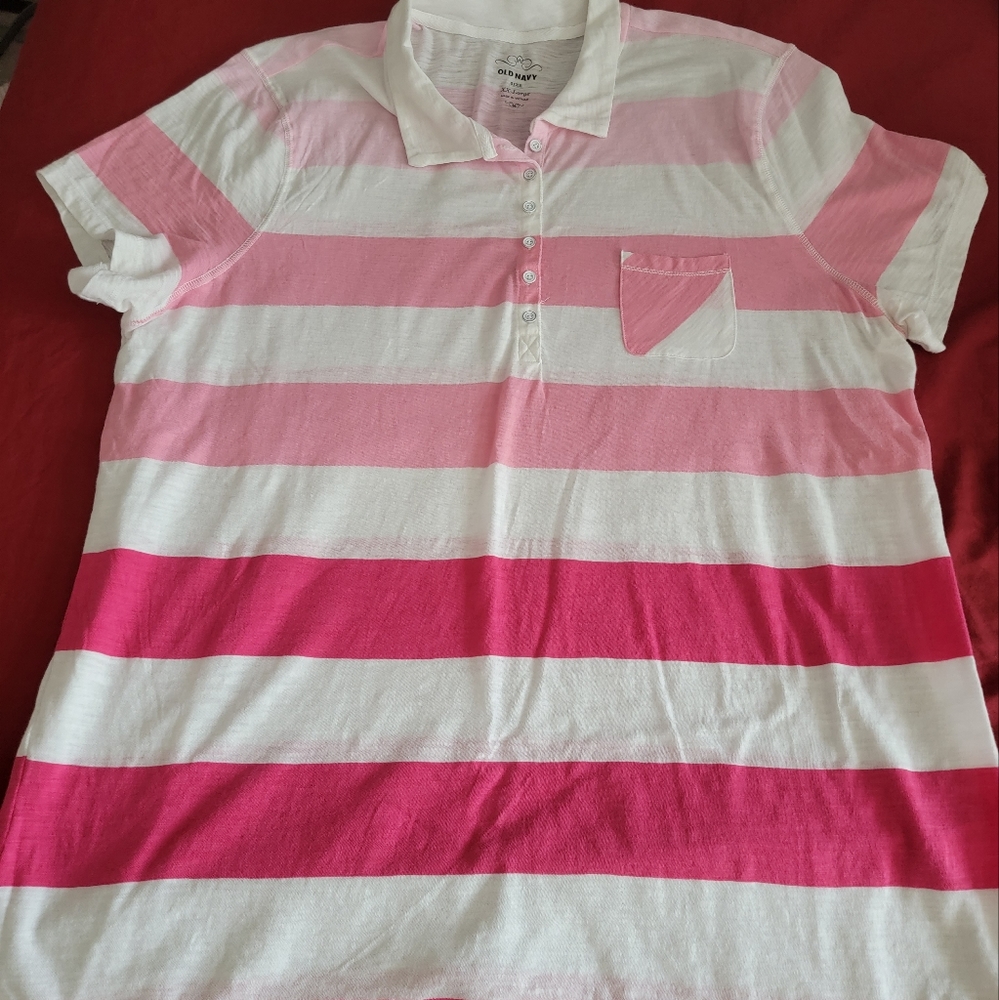 Pink and white striped tshirt
